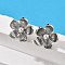 Brass ABS Plastic Imitation Pearl Flower Stud Earrings, Long-Lasting Plated, Lead Free & Cadmium Free, Platinum, 20.5x22mm