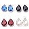 K9 Glass Pendants, with Golden Tone Brass Findings, Faceted, Drop, Mixed Color, 29~30x19x6~8.5mm, Hole: 2mm