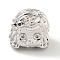 Brass Micro Pave Clear Cubic Zirconia Beads, Cadmium Free & Nickel Free & Lead Free, Girl Head, Platinum, 10.5x11x9mm, Hole: 1.8mm