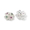 Brass Micro Pave Cubic Zirconia Bead Caps, Long-Lasting Plated, 4-Petals, Flower, Silver, 10x3mm, Hole: 1.8mm