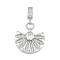 Brass Clear Cubic Zirconia Fan European Dangle Charms, Large Hole Pendants, Cadmium Free & Lead Free, Platinum, 40.5mm, Hole: 7.5x4.5mm