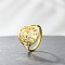 304 Stainless Steel Finger Rings, Knot with Moon Phase, Real 18K Gold Plated, 15.5mm,US Size 7 1/2(17.7mm)