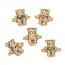 Brass Micro Pave Cubic Zirconia Connector Charms, Cadmium Free & Lead Free, Bear Links, Golden, Mixed Color, 18x17.5x4.5mm, Hole: 1.2mm