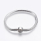 Tarnish Resistant 304 Stainless Steel European Style Bracelet Making, with Clasps, Flat Round, Stainless Steel Color, 6-1/4 inch(160mm), 3mm
