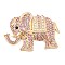 Zinc Alloy Pendants, with Rhinestone, Elephant, Light Padparadscha, 38.5x55.5x9mm, Hole: 2mm