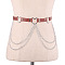 Heart Alloy Curb Chain with Imitation Leather Tassel Waist Chains, Platinum, Sienna, 1050mm