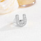 Brass Micro Pave Clear Cubic Zirconia Cuff Rings, Platinum, Letter U, Inner Diameter: Adjustable