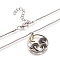 Alloy Pendant Necklaces, with Lobster Claw Clasps, Ring with Mushroom, Lead Free & Cadmium Free, Antique Silver & Platinum, 18.31 inch(46.5cm)