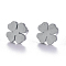 Tarnish Resistant Unisex 304 Stainless Steel Stud Earrings, Four Leaf Clover, Stainless Steel Color, 8x8mm, Pin: 1mm