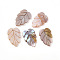 Natural Freshwater Shell Carved Pendants, Leaf Charms, Seashell Color, 28~29.5x17.5~19x2~3mm, Hole: 1.6~1.8mm