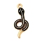 Alloy Enamel Pendants, Snake Charms, Golden, Black, 28.5x12x2mm, Hole: 1.8mm
