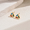 Alloy Stud Earrings, Real 14K Gold Plated, Triangle, 10mm