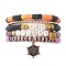 5Pcs Halloween Handmade Polymer Clay & Acrylic Beaded Stretch Bracelets Kit, with Alloy Enamel Spider Web Pumpkin Charm, Mixed Color, Inner Diameter: 2-1/8~2-3/8 inch(5.5~6cm)