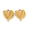 Ion Plating(IP) 304 Stainless Steel Pendants, Leaf Charm, Real 18K Gold Plated, 17.5x15x3.5mm, Hole: 2.1mm