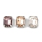 Brass Glass Rhinestone Sew on Rhinestones, Faceted, Rectangle, Mixed Color, Platinum, 8x6x6mm, Hole: 1mm