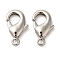 Rack Plating Brass Lobster Claw Clasps, Long-Lasting Plated, Lead Free & Cadmium Free, Platinum, 12x7x2.8mm, Hole: 1.4mm