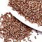 11/0 Grade A Glass Seed Beads, Cylinder, Uniform Seed Bead Size, Metallic Colours, Dark Salmon, 1.5x1mm, Hole: 0.5mm, about 2000pcs/10g
