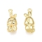 Brass Charms, Nickel Free, Rabbit, Real 18K Gold Plated, 14.5x6x4.5mm, Hole: 1mm