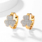 Brass Hoop Earrings, Clover, Golden, 15x10mm