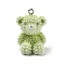 Flocky Opaque Resin Pendants, with Platinum Iron Loops,  Bear Charm, Lawn Green, 34x25x22mm, Hole: 2.5mm