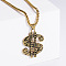 Stainless Steel Dollar Sign Pendant Necklaces for Men, Golden