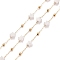 Ion Plating(IP) 304 Stainless Steel Satellite Chains, with White Moonstone Star Beaded, Unwelded, with Spool, Golden, 4x4x2mm