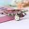 Adjustable Handmade Porcelain Flower Beads Braided Beads Bracelets, Alloy Leaf Charm Bracelets for Women, Aquamarine, 7-1/8 inch(18cm)