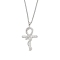 Brass Micro Pave Cleal Cubic Zirconia Pendant Necklaces, 201 Stainless Steel Chains Necklaces, Cross, 23.50 inch(59.7cm), Cross: 35x22