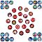 2 Sets 2 Styles Glass Cabochons, Half Round with Christmas Themed Pattern, Mixed Color, 25x7.5mm, 20pcs/set, 1 set/style