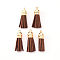 Faux Suede Tassel Pendant Decorations, with CCB Plastic Cord Ends, Light Gold, 33~35x10mm, Hole: 2.5mm