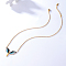 Stainless Steel Micro Pave Cubic Zirconia Angel Wing Pendant Necklaces, Cable Chain Necklace with Lobster Claw Clasp for Women, Real 18K Gold Plated, 18-1/8 inch(46cm)