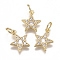 Brass Micro Pave Cubic Zirconia Charms, with Jump Ring, Long-Lasting Plated, Pentagram Star, Clear, Real 18K Gold Plated, 12x10x2mm, Hole: 3mm