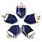 Natural Lapis Lazuli Pointed Pendants, with Light Gold Plated Top and Brass Loop, Arrow, Faceted, 19x10.5x4.5mm, Hole: 1.8mm