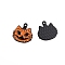Halloween Theme Alloy Enamel Pendants, Orange, Cat Shape, 20x20mm