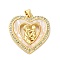 Mother's Day Brass Micro Pave Clear Cubic Zirconia Pendants, Cadmium Free & Lead Free, Real 16K Gold Plated, with Shell, Heart, 26.5x25x4mm, Hole: 4x3.5mm