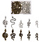40 Pcs 10 Styles Alloy Pendants, Snake Shape, Cadmium Free & Lead Free, Antique Bronze & Antique Silver, 4pcs/style