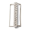 Alloy Rhinestone Belt Strap Buckles, for Down Jacket Windbreaker Garment Accessories, Rectangle, Platinum, 60x27.5x11.5mm, Hole: 49x7mm