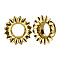 Flower Brass Alloy Ear Tunnels, Golden, 12mm