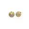 CZ Brass Micro Pave Grade AAA Clear Color Cubic Zirconia Round Beads, Cadmium Free & Nickel Free & Lead Free, Golden, 8mm, Hole: 1.7mm
