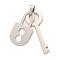 Tarnish Resistant 201 Stainless Steel Key and Lock Pendants, Stainless Steel Color, 40x14x1.5mm, Hole: 4x9mm