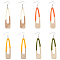 4 Pair 4 Color Resin & Wood Dangle Earrings, with Pins, Hollow Teardrop, Mixed Color, 87mm, 1 Pair/color