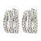 Brass with Cubic Zirconia Triple Hoop Earrings, Platinum, 14x8.5x15.5mm