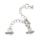 Brass Lobster Claw Clasps, with End Chains and Oval Charms, Cadmium Free & Nickel Free & Lead Free, Platinum, 64mm