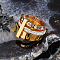 Roman Numerals 304 Stainless Steel & Crystal Rhinestone Finger Rings, Golden, US Size 8(18.1mm)