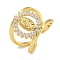Ring with Saint Rack Plating Brass Micro Pave Cubic Zirconia Cuff Rings, Lead Free & Cadmium Free, Real 18K Gold Plated, 14.5mm