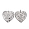 Hammered Brass Micro Pave Clear Cubic Zirconia Pendants, with Jump Rings, Long-Lasting Plated, Heart with Star, Real Platinum Plated, 23x25x4.5mm, Hole: 3mm