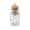 Glass Bottles Pendants, with Platinum Iron Screw Eye Pin Peg Bails and Copper Wire, Clear, 26x11.5mm, Hole: 1.8mm