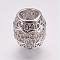 Brass Micro Pave Cubic Zirconia Beads, Barrel, Large Hole Beads, Hollow, Platinum, 10x9mm, Hole: 5.5mm