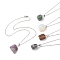 5Pcs 5 Style Natural & Synthetic Mixed Gemstone Rectagnel & Triangle Pendant Necklaces Set, 304 Stainless Steel Jewelry for Women, Stainless Steel Color, 17.52 inch(44.5cm), 1Pc/style