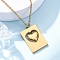 304 Stainless Steel Rectangle with Heart Pendant Necklaces for Women, Ion Plating(IP), Golden, 17.83 inch(45.3cm)